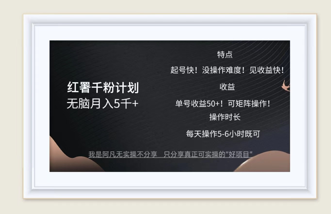 红薯千粉计划无脑月入5千+！既做既赚！-知芽创业社
