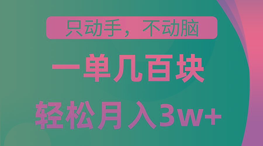 只动手不动脑，一单几百块，轻松月入3w+，看完就能直接操作，详细教程-知芽创业社