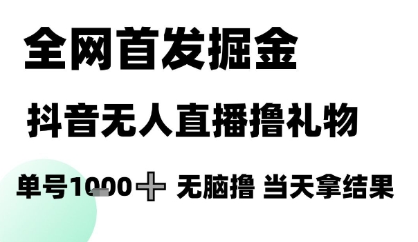 全网首发掘金抖音无人直播撸礼物，单号1k +无脑撸，当天拿结果【揭秘】-知芽创业社