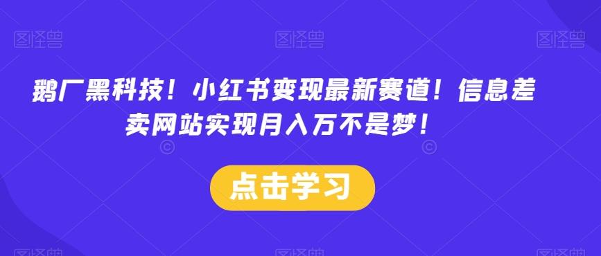 鹅厂黑科技！小红书变现最新赛道！信息差卖网站实现月入万不是梦！-知芽创业社
