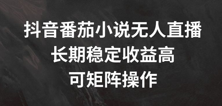 抖音番茄小说无人直播，长期稳定收益高，可矩阵操作【揭秘】-知芽创业社