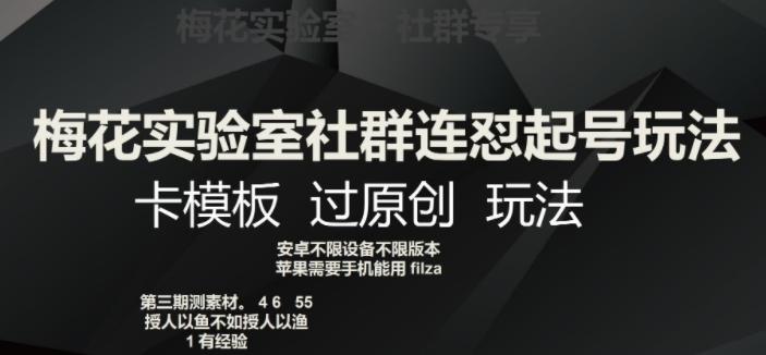 梅花实验室社群连怼起号玩法，卡模板过原创玩法【揭秘】-知芽创业社