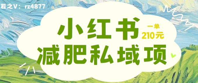 小红书减肥粉，私域变现项目，一单就达210元，小白也能轻松上手【揭秘】-知芽创业社