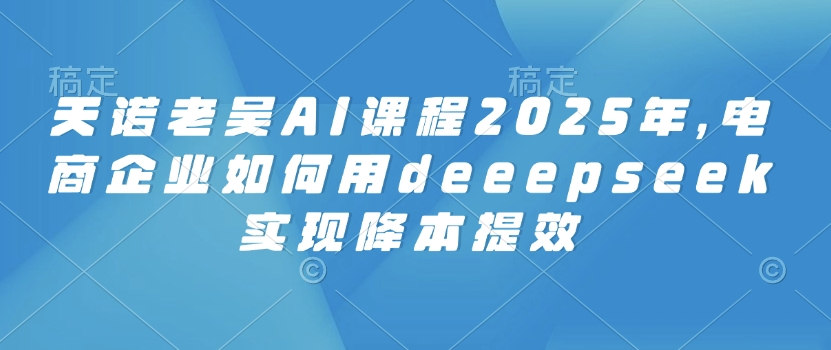 天诺老吴AI课程2025年，电商企业如何用deeepseek实现降本提效-知芽创业社