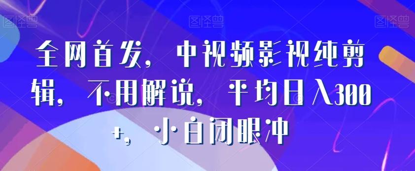 全网首发，中视频影视纯剪辑，不用解说，平均日入300+，小白闭眼冲-知芽创业社