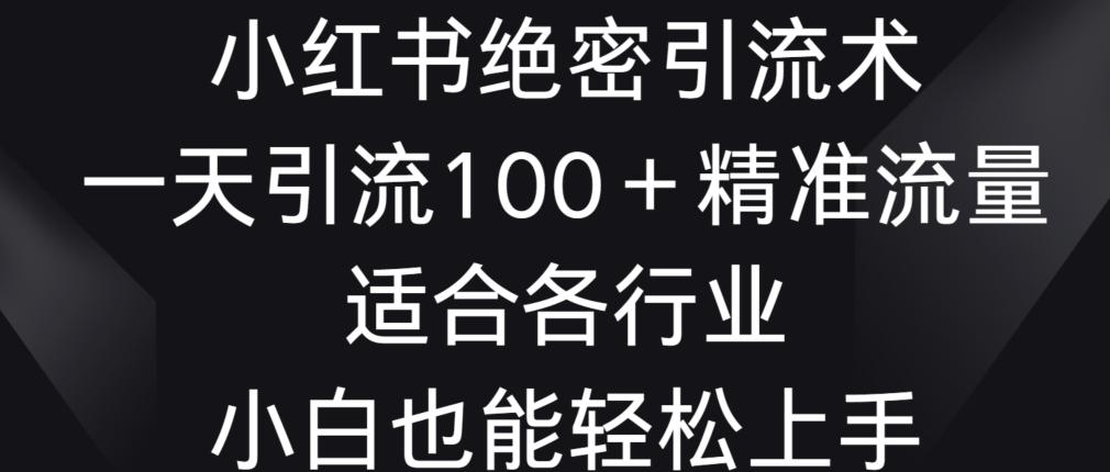 小红书绝密引流术，一天引流100+精准流量，适合各个行业，小白也能轻松上手【揭秘】-知芽创业社