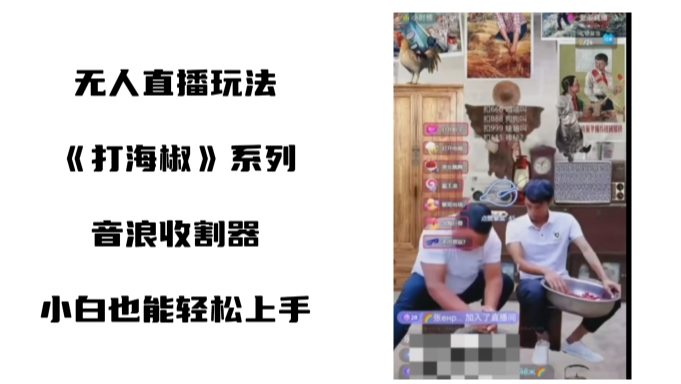 打海椒无人直播整蛊项目，小白轻松上手撸音浪收割器-知芽创业社