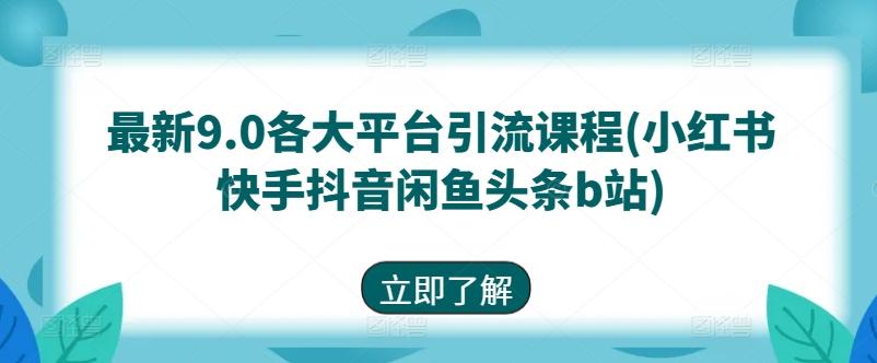 最新9.0各大平台引流课程(小红书快手抖音闲鱼头条b站)-知芽创业社