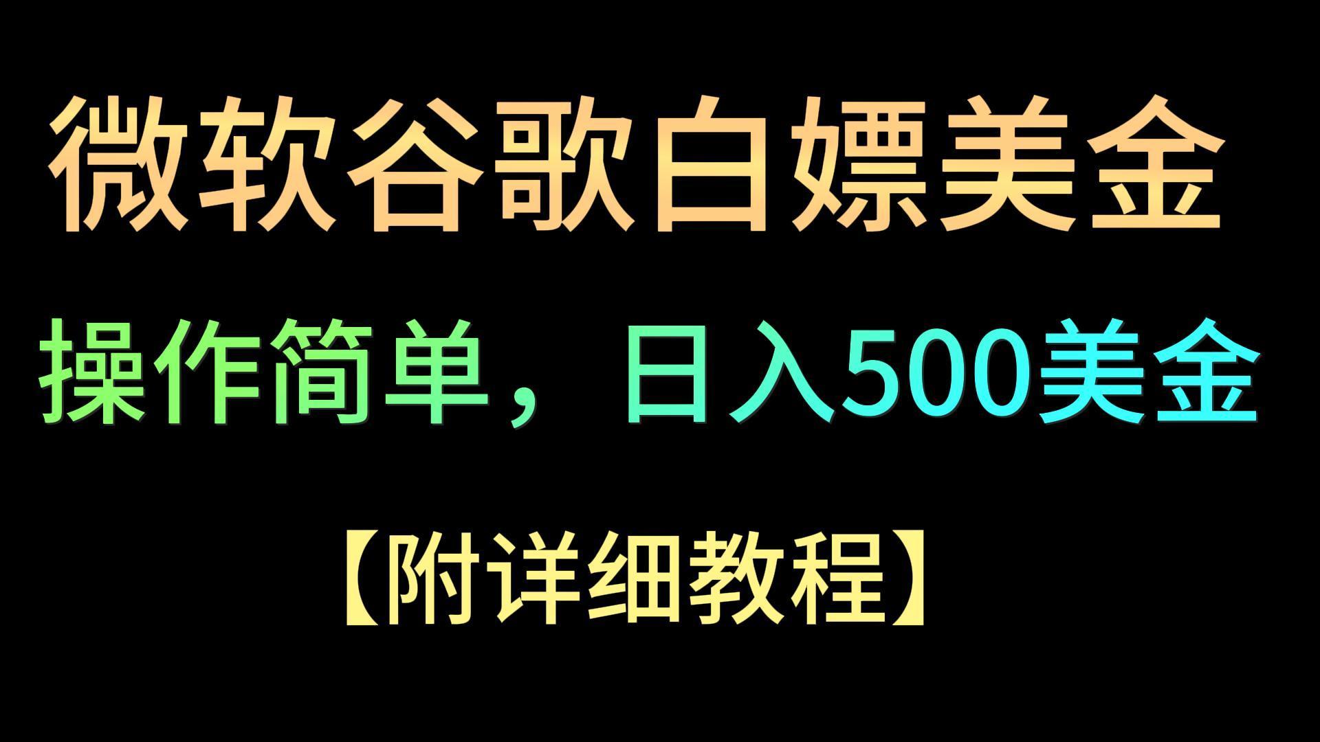 微软谷歌项目3.0，轻松日赚500+美金，操作简单，小白也可轻松入手！-知芽创业社
