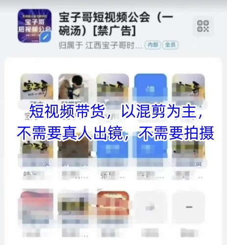 宝子哥头部团队短视频带货，以混剪为主，不需要真人出镜，不需要拍摄-知芽创业社
