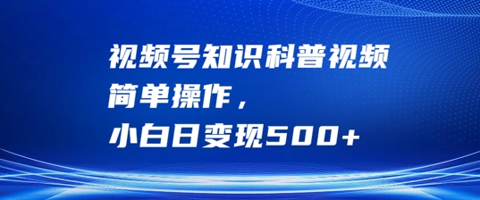 视频号知识科普视频，简单操作，小白日变现500+【揭秘】-知芽创业社