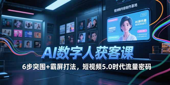 AI数字人获客课，6步突围+霸屏打法，短视频5.0时代流量密码-知芽创业社