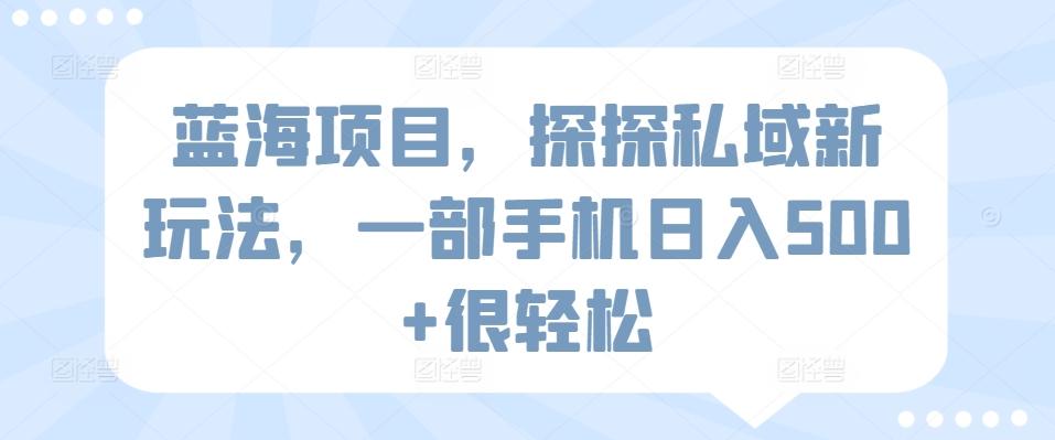 蓝海项目，探探私域新玩法，一部手机日入500+很轻松【揭秘】-知芽创业社