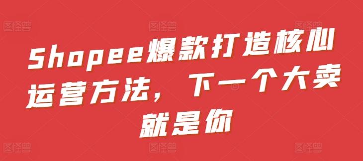 Shopee爆款打造核心运营方法，下一个大卖就是你-知芽创业社