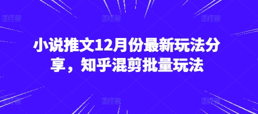 小说推文12月份最新玩法分享，知乎混剪批量玩法-知芽创业社