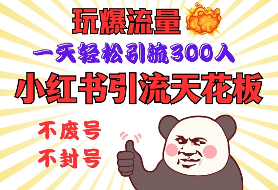 小红书引流天花板，玩爆流量，一天轻松引流300人，安全操作-知芽创业社