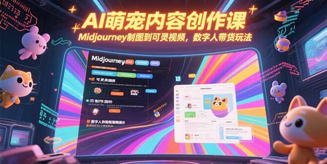 AI萌宠内容创作课，Midjourney制图到可灵视频，数字人带货玩法-知芽创业社