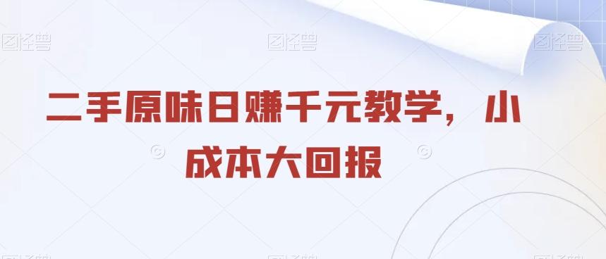 二手原味日赚千元教学，小成本大回报-知芽创业社