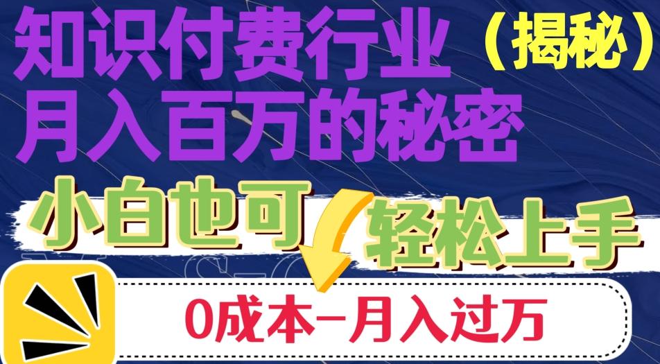 揭秘知识付费行业月入百万的秘密，小白也可轻松上手，月入过万-知芽创业社