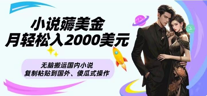 小说薅美金月轻松入2000美元项目、无脑搬运国内小说复制粘贴到国外、傻瓜式操作-知芽创业社