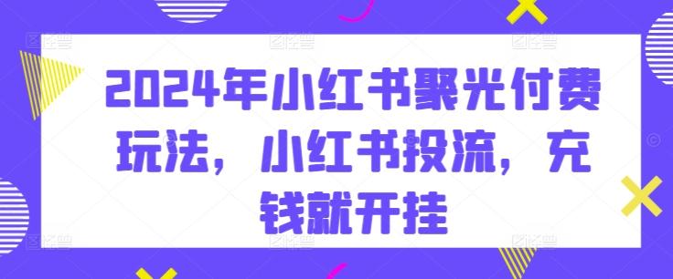2024年小红书聚光付费玩法，小红书投流，充钱就开挂-知芽创业社