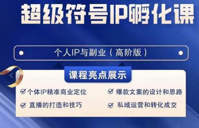 超级符号IP孵化高阶课，建立流量思维底层逻辑，打造属于自己IP（51节课）-知芽创业社