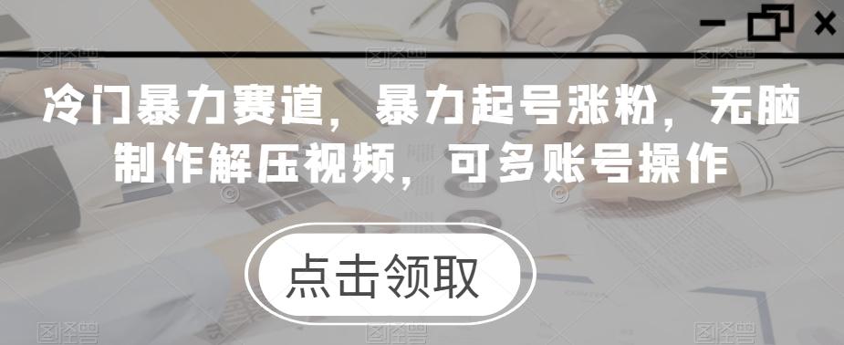 冷门暴力赛道，暴力起号涨粉，无脑制作解压视频，可多账号操作-知芽创业社
