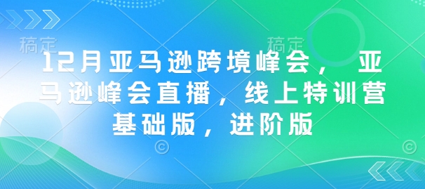12月亚马逊跨境峰会， 亚马逊峰会直播，线上特训营基础版，进阶版-知芽创业社