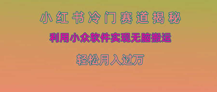 小红书冷门赛道揭秘,利用小众软件实现无脑搬运，轻松月入过万-知芽创业社