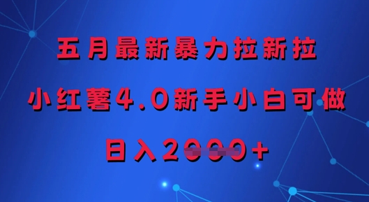 五月最新暴力拉新拉,小红薯4.0新手小白可做,日入多张-知芽创业社