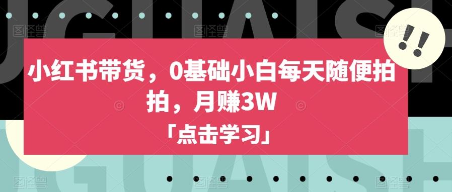 小红书带货，0基础小白每天随便拍拍，月赚3W【揭秘】-知芽创业社