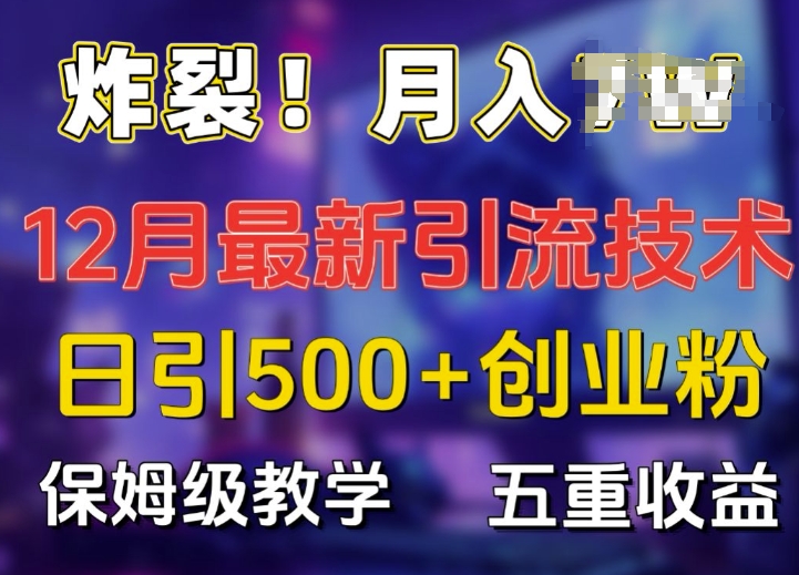 炸裂!揭秘12月最新日引流500+精准创业粉，多重收益保姆级教学-知芽创业社