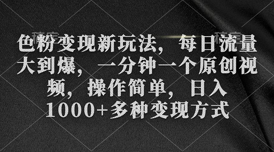 (9282期)色粉变现新玩法，每日流量大到爆，一分钟一个原创视频，操作简单，日入1…-知芽创业社