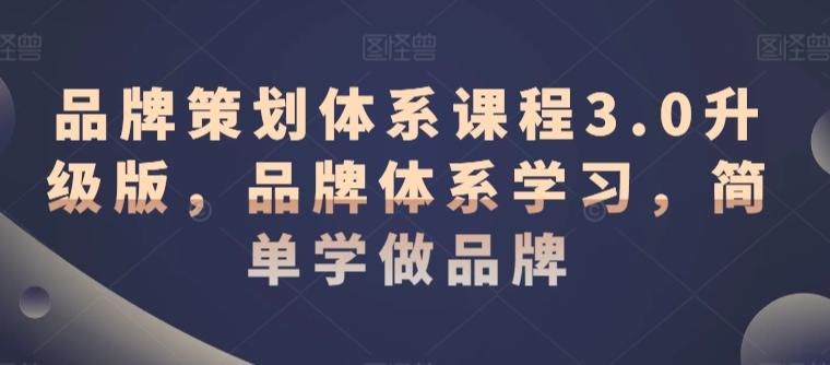 品牌策划体系课程3.0升级版，品牌体系学习，简单学做品牌-知芽创业社
