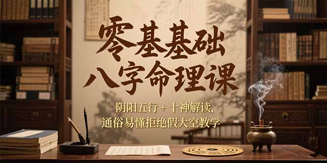 零基础八字命理课，阴阳五行+十神解读，通俗易懂拒绝假大空教学-知芽创业社