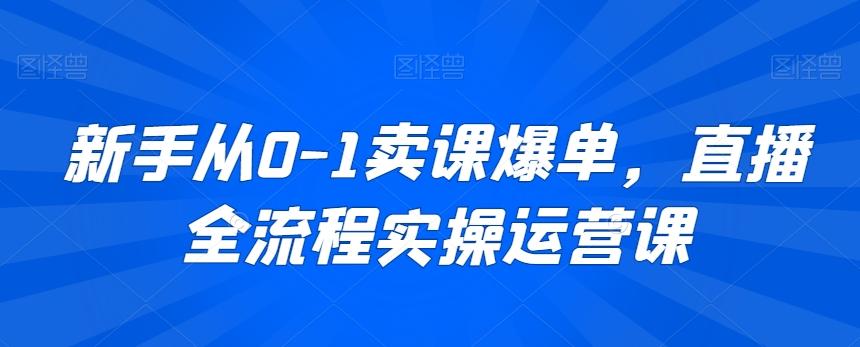 新手从0-1卖课爆单，直播全流程实操运营课-知芽创业社
