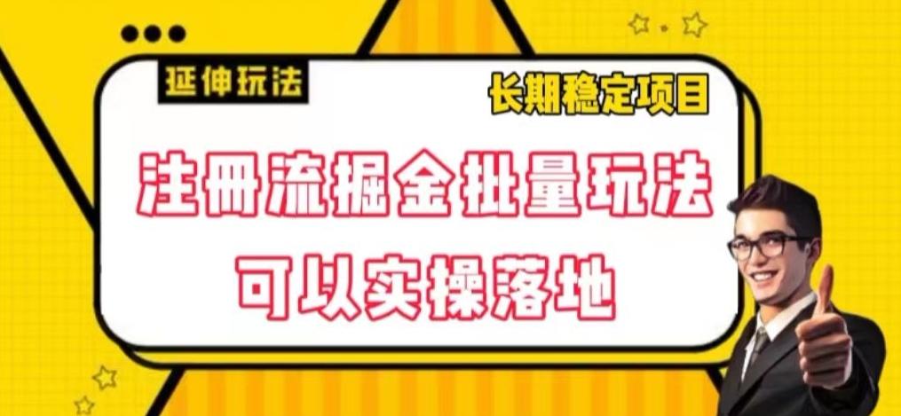 注册流掘金批量玩法，可以实操落地【揭秘】-知芽创业社