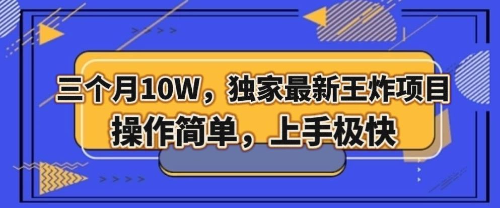 三个月10W，独家最新王炸项目！操作简单，上手极快【揭秘】-知芽创业社