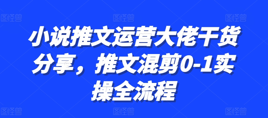 小说推文运营大佬干货分享，推文混剪0-1实操全流程-知芽创业社