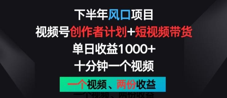 下半年风口项目，视频号创作者计划+视频带货，一个视频两份收益，十分钟一个视频【揭秘】-知芽创业社