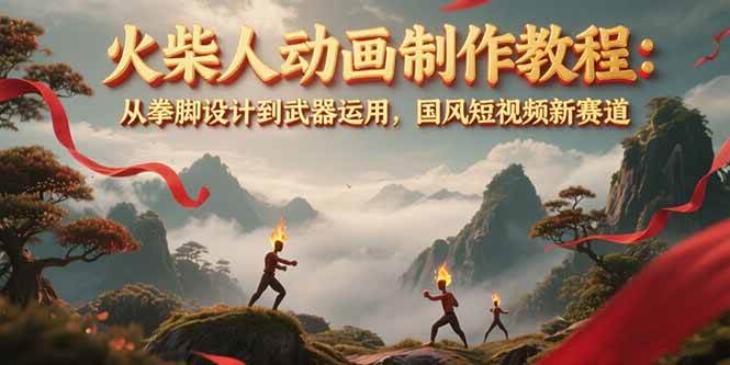 图片[1]-火柴人动画制作教程：从拳脚设计到武器运用，国风短视频新赛道-知芽创业社
