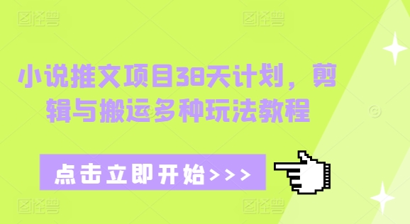 小说推文项目38天计划，剪辑与搬运多种玩法教程-知芽创业社