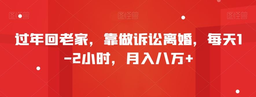 过年回老家，靠做诉讼离婚，每天1-2小时，月入八万+-知芽创业社