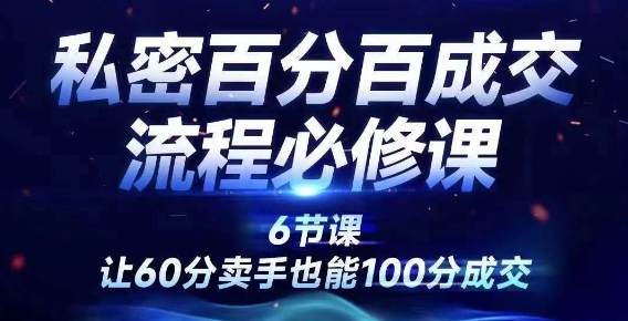私密百分百成交流程线上训练营，绝对成交，让60分卖手也能100分成交-知芽创业社