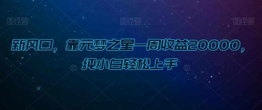 新风口，靠元梦之星一周收益20000，纯小白轻松上手-知芽创业社