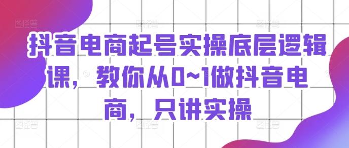 抖音电商起号实操底层逻辑课，教你从0~1做抖音电商，只讲实操-知芽创业社