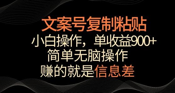 文案号掘金，简单复制粘贴，小白操作，单作品收益900+【揭秘】-知芽创业社