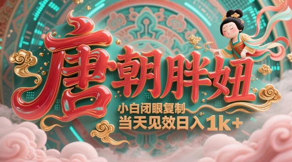 用AI克隆“唐朝胖妞”日更3条，平台疯狂推流，小白闭眼复制，当天见效，日入1k+-知芽创业社