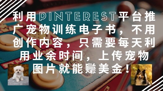 利用Pinterest平台推广宠物训练电子书，不用创作内容，只需要每天利用业余时间，上传宠物图片就能挣美金!-知芽创业社