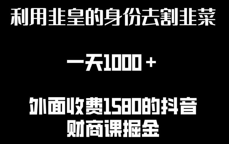 利用非皇的身份去割韭菜,一天1000+(附详细资源)【揭秘】-知芽创业社
